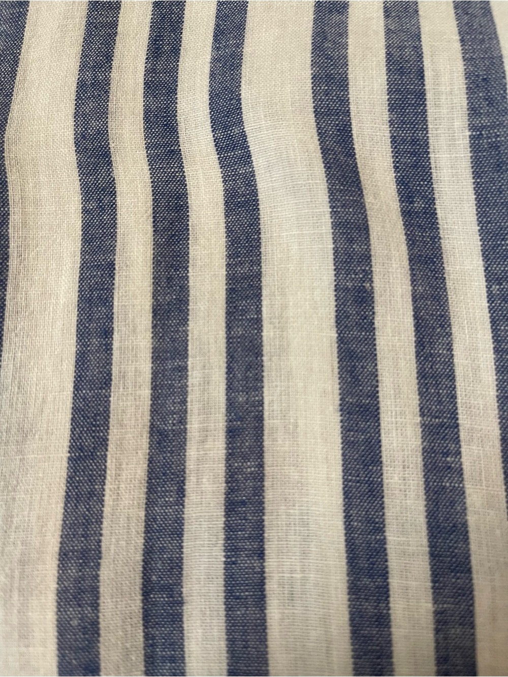 Lola River XL Blue White Linen Lyocell Striped Button Down Roll Tab Shirt - Picture 6 of 9